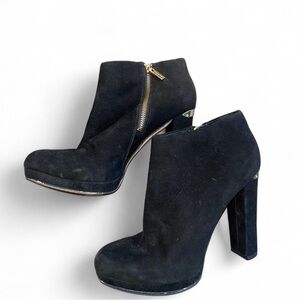 Michael Kors Black Ankle Booties with Gold Zipper